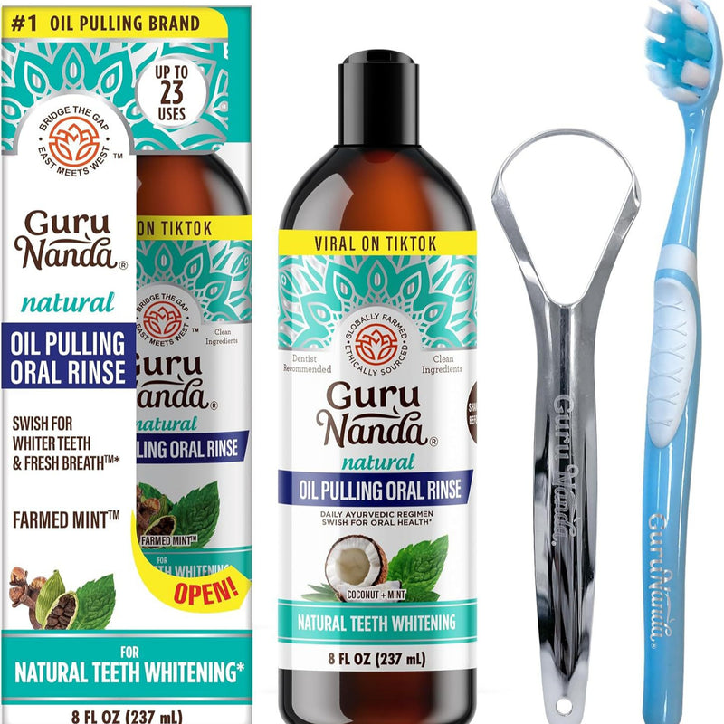 Coconut oil freshening and whitening mouthwash