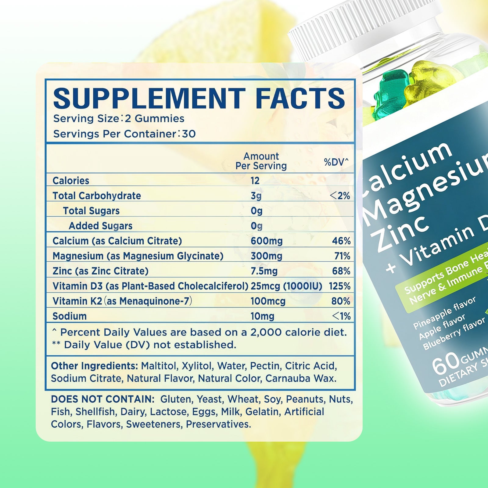 Calcium Magnesium Zinc + D3 Gummies