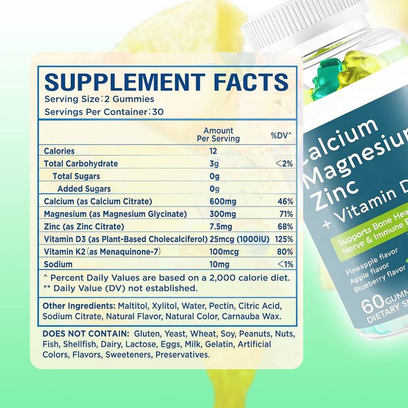Calcium Magnesium Zinc + D3 Gummies