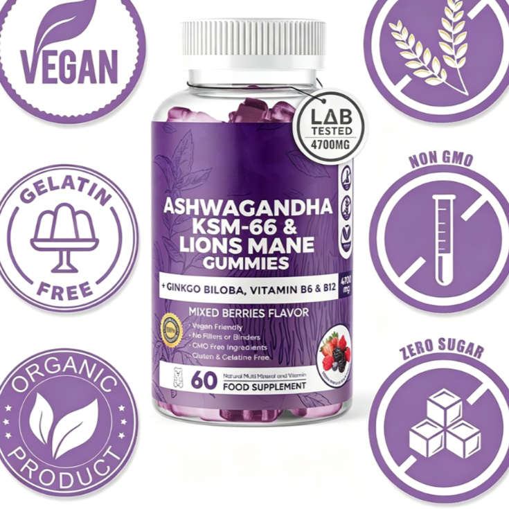 Ashwagandha Lion Mane Gummy Supplement