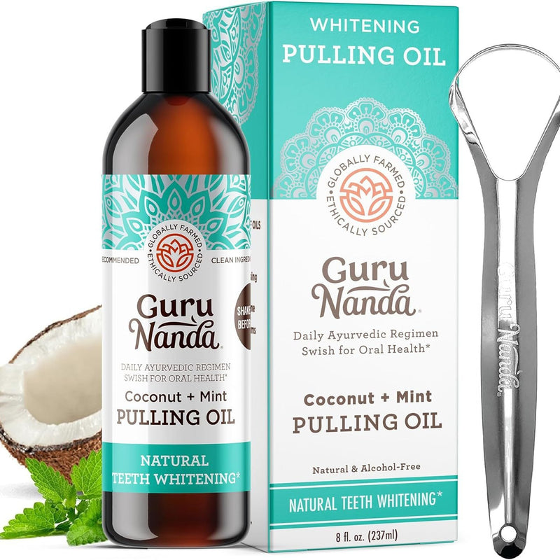 Coconut oil freshening and whitening mouthwash